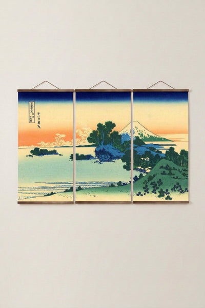Japanisches Triptychon-Wandbild 'Aka Machi'