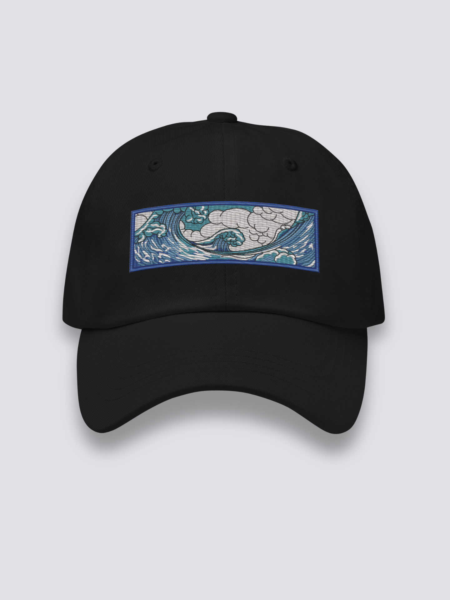 Kanagawa-Cap – japanische Cap, gestickte Hokusai-Welle als Fries, Seitenansicht