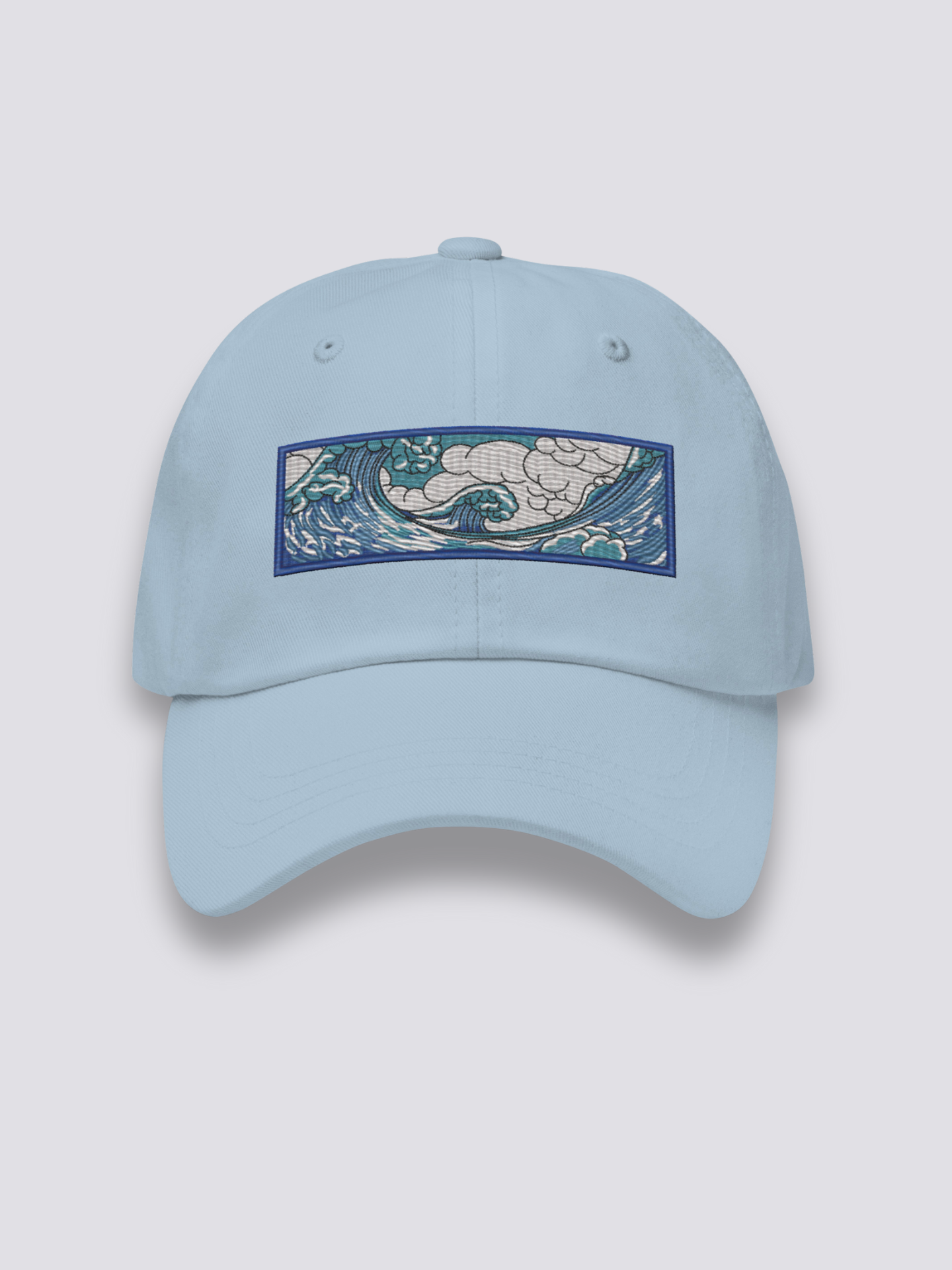 Kanagawa-Cap – japanische Cap, gestickte Hokusai-Welle als Fries, Vorderansicht