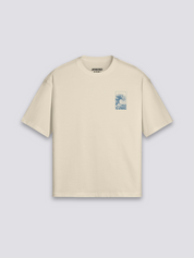 Kanagawa-Wave-T-Shirt mit Hokusai-Welle in Tiefblau, japanischer Holzschnitt-Druck, oversize, seitliche Ansicht