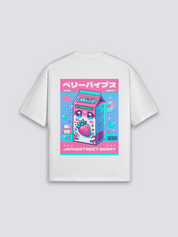 Kawaii T-Shirt mit Erdbeermilch-Päckchen im Berry-Stil, niedlicher Harajuku-Druck, oversize, Rückenansicht mit Rückendruck