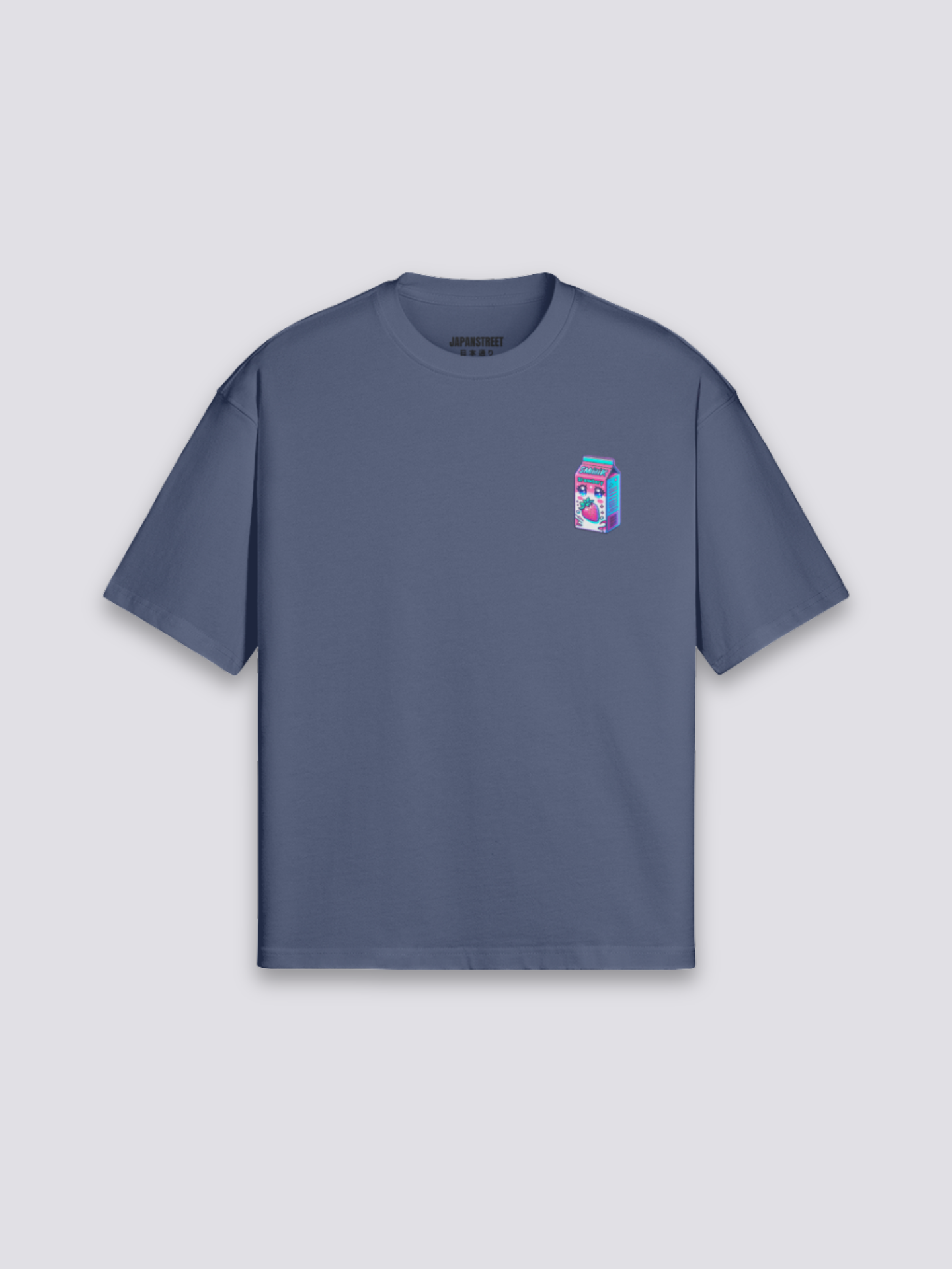 Kawaii T-Shirt mit Erdbeermilch-Päckchen im Berry-Stil, niedlicher Harajuku-Druck, oversize, Produktansicht