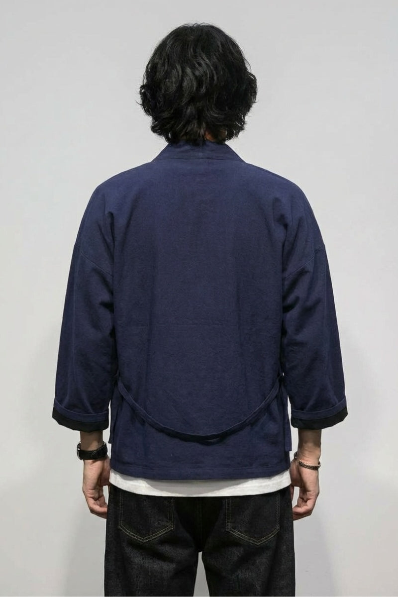 Blauer Kimono Männer 'Yuudai' – Studioaufnahme Rückseite