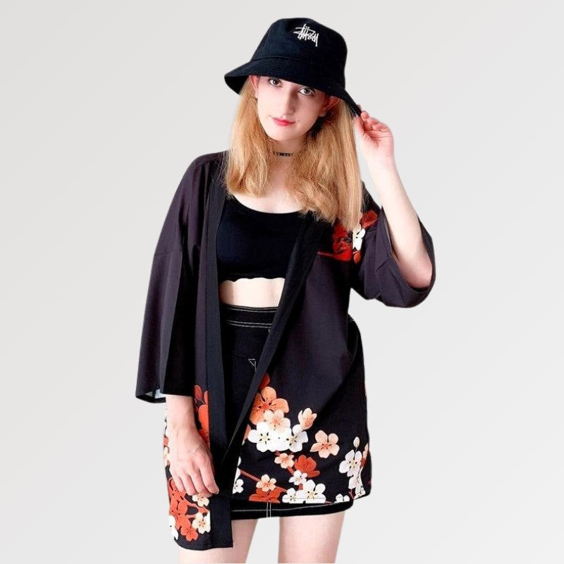 Kimono-Strickjacke für Frauen 'Oni' – Detail: lange Ärmel, Kimono japanischen Stil
