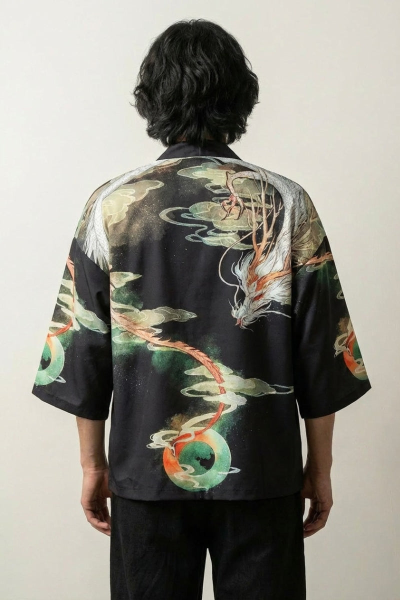 Japanischer Drachen Kimono 'Kaito Edition' – Studioaufnahme Rückseite