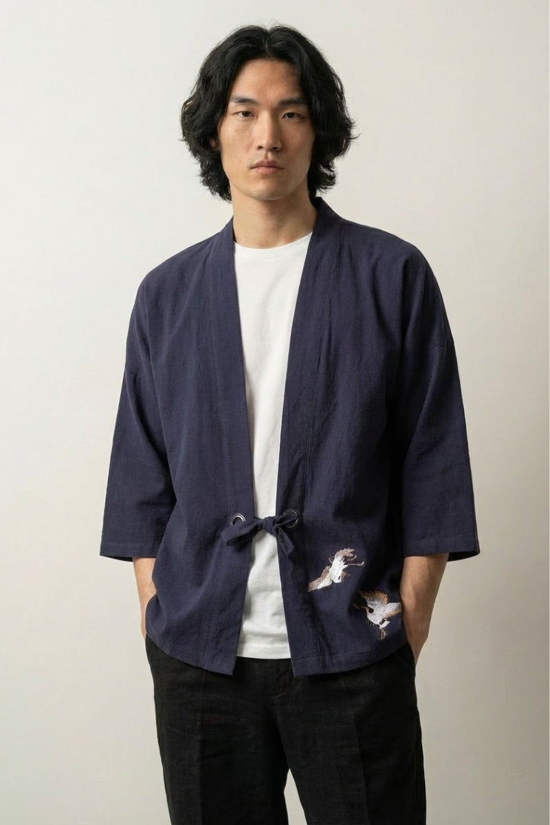 Kimono Herrenmode 'Kogino' – Blue Studioaufnahme