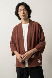 Kimono Herrenmode 'Kogino' – Coffee Studioaufnahme
