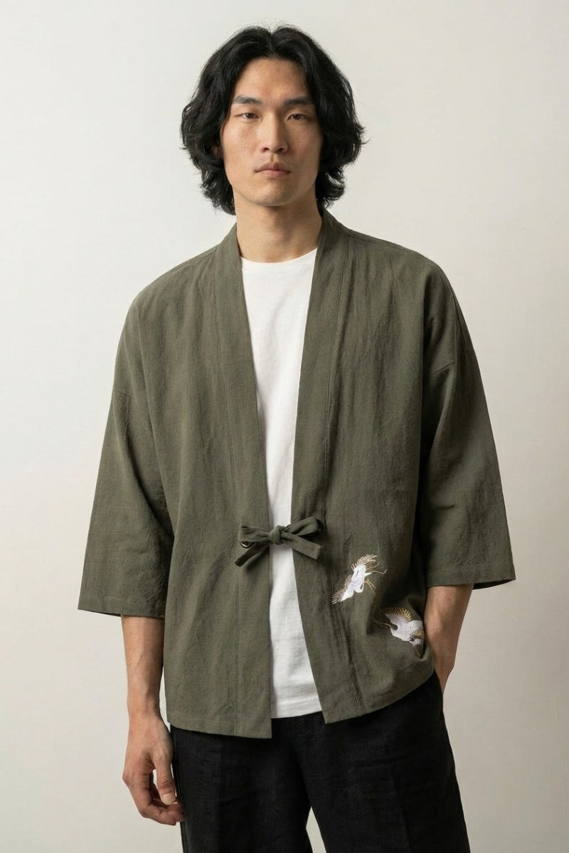 Kimono Herrenmode 'Kogino' – Green Studioaufnahme