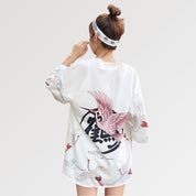 Kimono-Jacke für Frauen 'Haruko' – mit Obi: detailreicher Kimono im japanischen Stil
