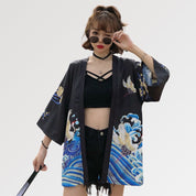 Kimono-Jacke für Damen 'Sanaé' – Detail: lange Ärmel, Kimono japanischen Stil