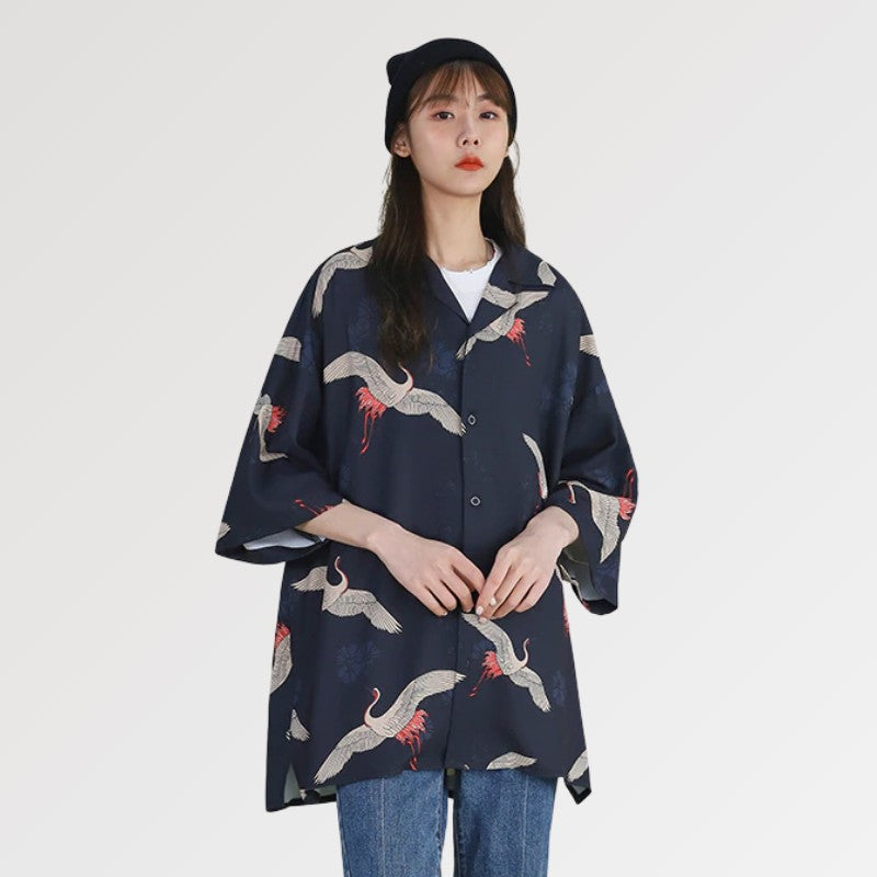 Lange Kimono-Jacke für Damen 'Okuriya' – Detail: lange Ärmel, Kimono japanischen Stil