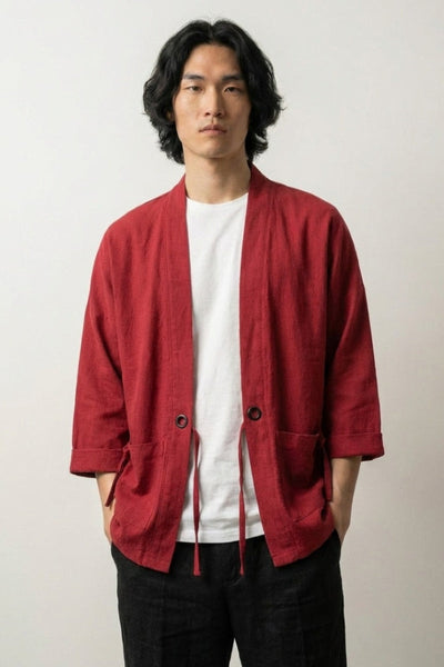 Rote Kimono-Jacke 'Yuudai'