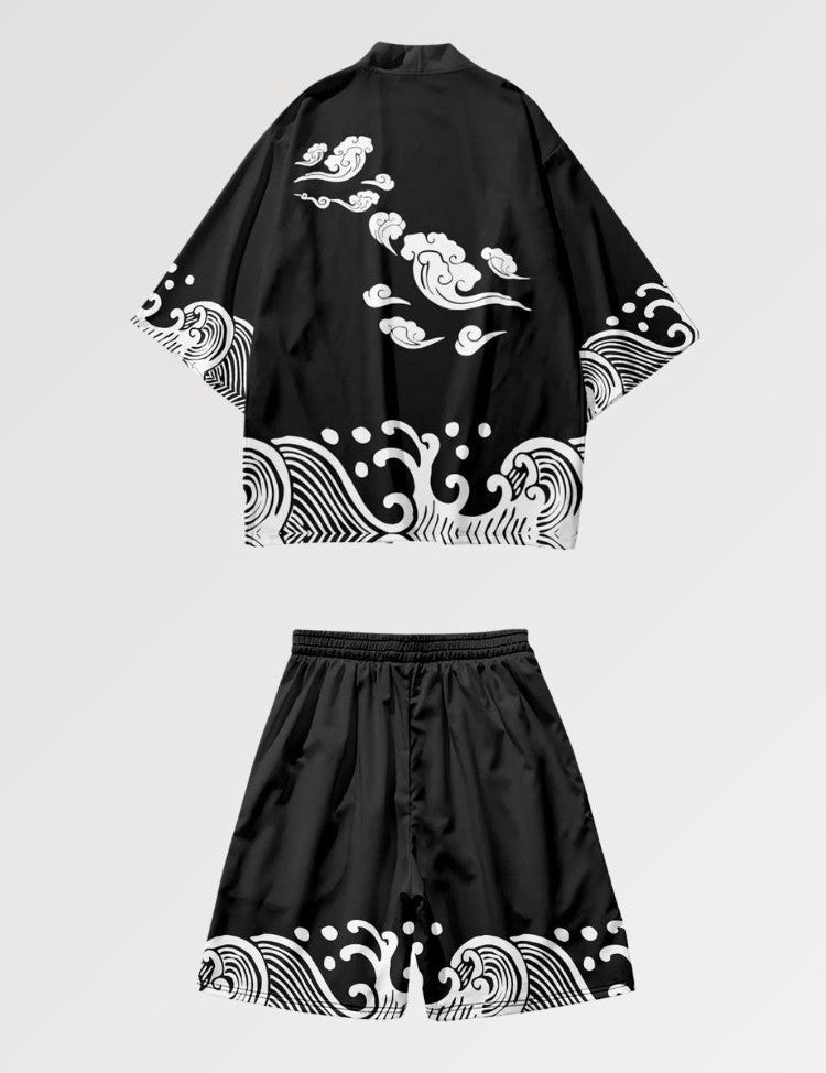 Kimono-Set 'Nebelstimmung' – Kimono im traditionellen japanischen Stil für Herren und Damen