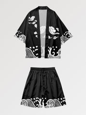 Kimono-Set 'Nebelstimmung' – japanisches Gewand, Kimono im japanischen Design
