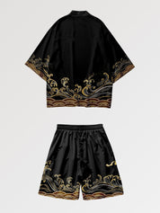 Kimono-Set 'Goldwelle' – Kimono im traditionellen japanischen Stil für Herren und Damen