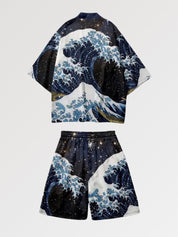 Kimono-Set 'Große Welle' – Kimono im traditionellen japanischen Stil für Herren und Damen