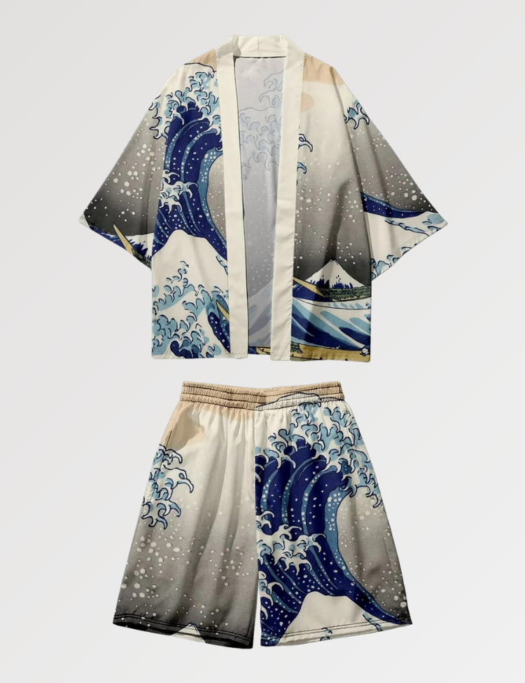 Kimono-Set 'Hokusai' – japanisches Gewand, Kimono im japanischen Design