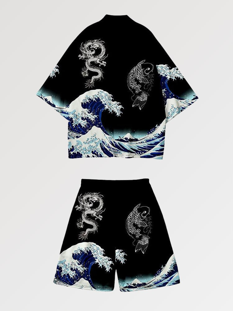Kimono-Set 'Kanagawa' – Kimono im traditionellen japanischen Stil für Herren und Damen