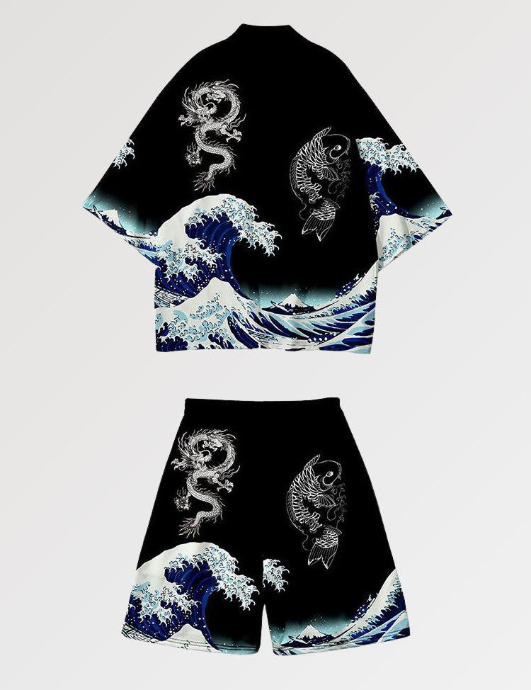 Kimono-Set 'Kanagawa' – Kimono im traditionellen japanischen Stil für Herren und Damen
