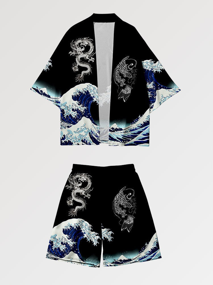 Kimono-Set 'Kanagawa' – japanisches Gewand, Kimono im japanischen Design