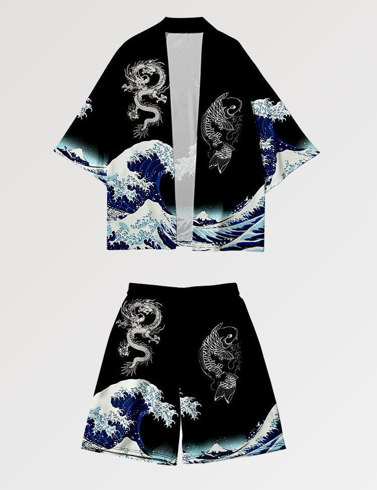 Kimono-Set 'Kanagawa' – japanisches Gewand, Kimono im japanischen Design