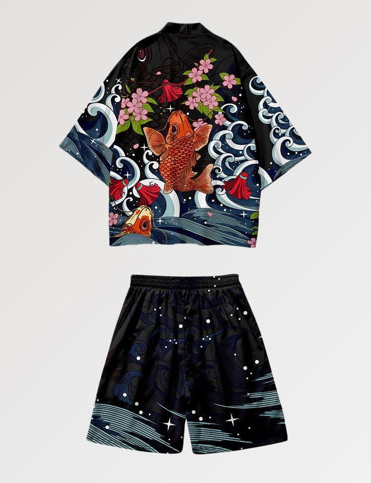 Kimono-Set 'Koi x Sakura' – Kimono im traditionellen japanischen Stil für Herren und Damen