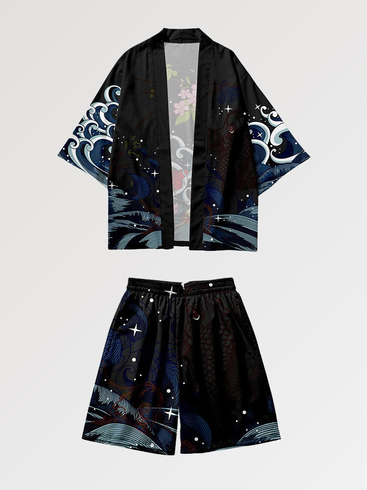 Kimono-Set 'Koi x Sakura' – japanisches Gewand, Kimono im japanischen Design