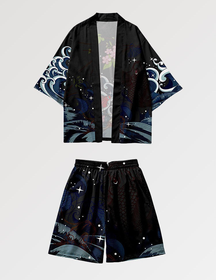Kimono-Set 'Koi x Sakura' – japanisches Gewand, Kimono im japanischen Design