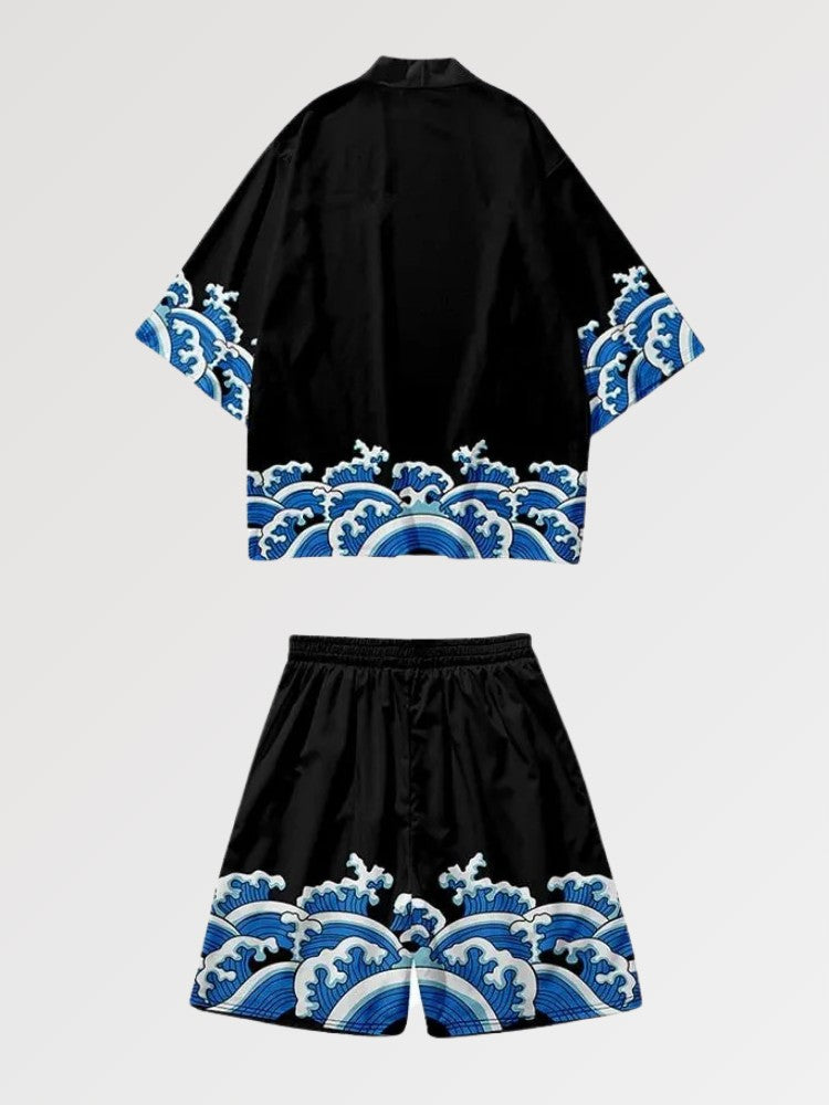 Kimono-Set 'Mid Wave' – Kimono im traditionellen japanischen Stil für Herren und Damen