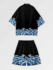 Kimono-Set 'Mid Wave' – Kimono im traditionellen japanischen Stil für Herren und Damen