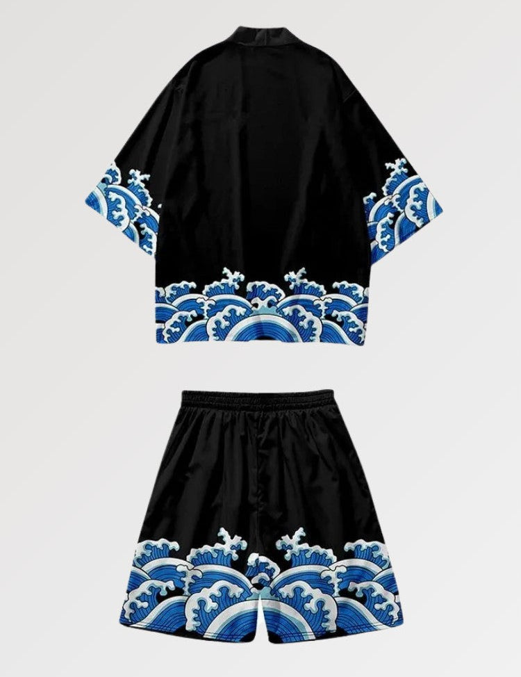 Kimono-Set 'Mid Wave' – Kimono im traditionellen japanischen Stil für Herren und Damen
