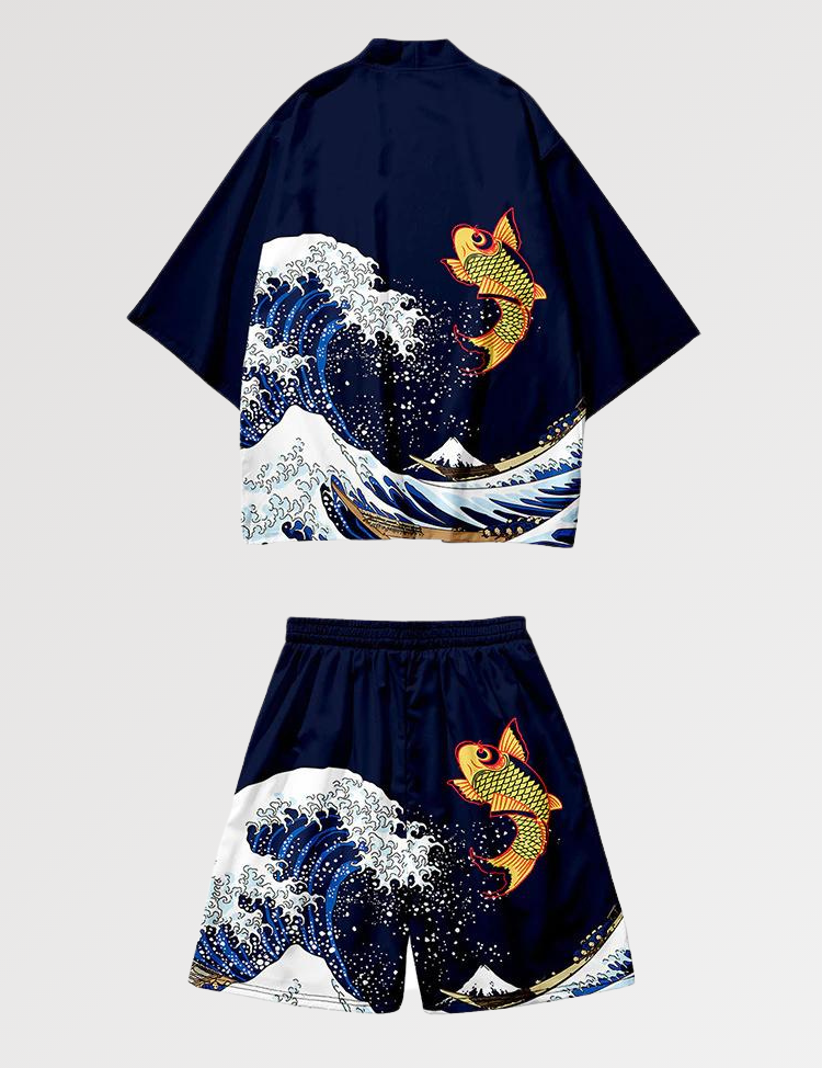 Kimono-Set 'Okinawa-Fisch' – Kimono im traditionellen japanischen Stil für Herren und Damen