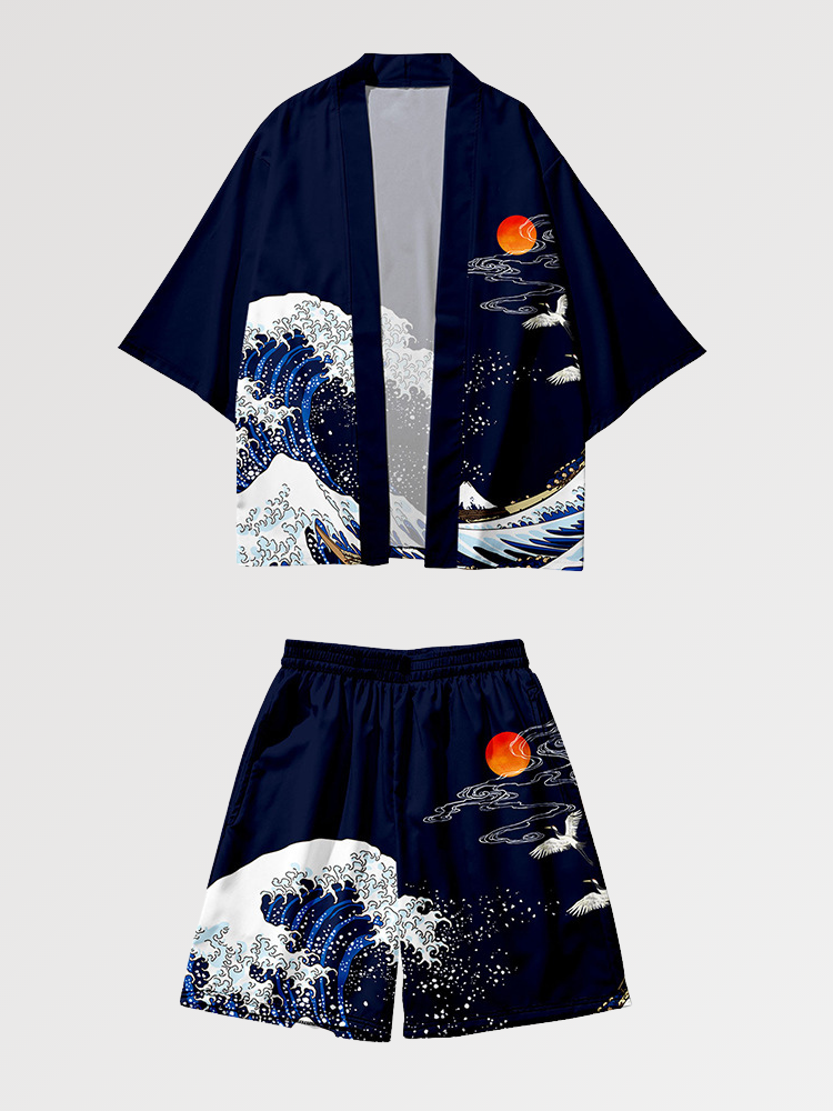 Kimono-Set 'Okinawa-Fisch' – japanisches Gewand, Kimono im japanischen Design