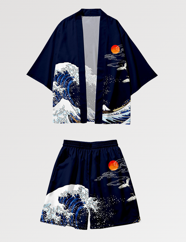 Kimono-Set 'Okinawa-Fisch' – japanisches Gewand, Kimono im japanischen Design