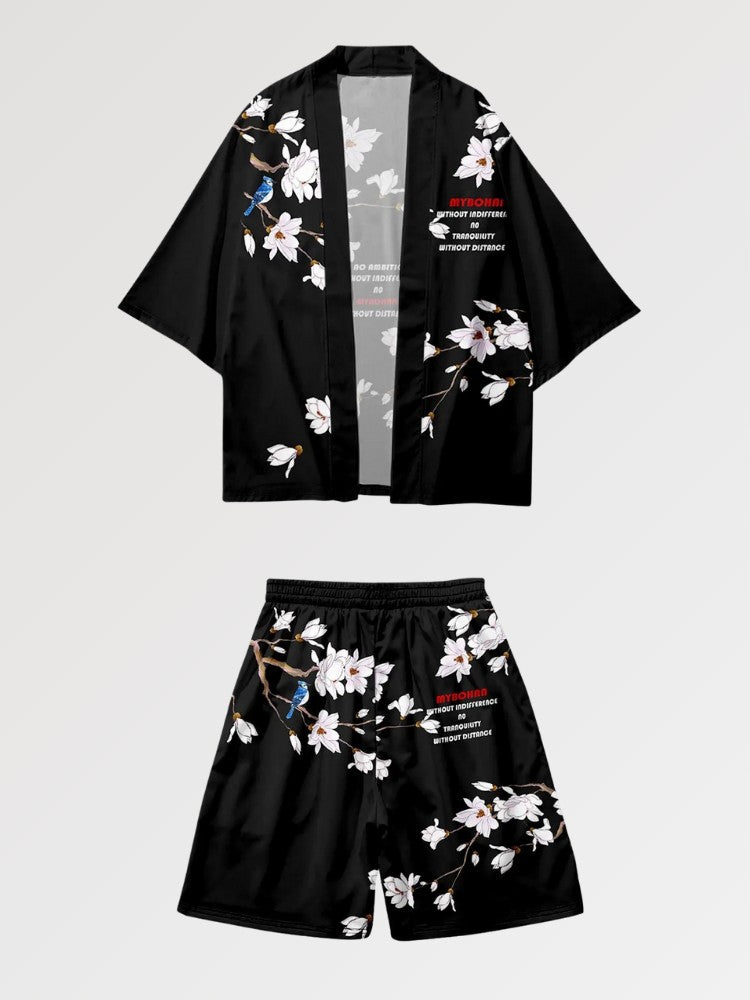 Kimono-Set 'Weiße Sakura' – japanisches Gewand, Kimono im japanischen Design