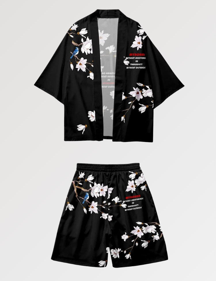 Kimono-Set 'Weiße Sakura' – japanisches Gewand, Kimono im japanischen Design