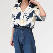 Kimono-Oberteil für Damen 'Masako' – Nahaufnahme Bluse mit japanischem Motiv
