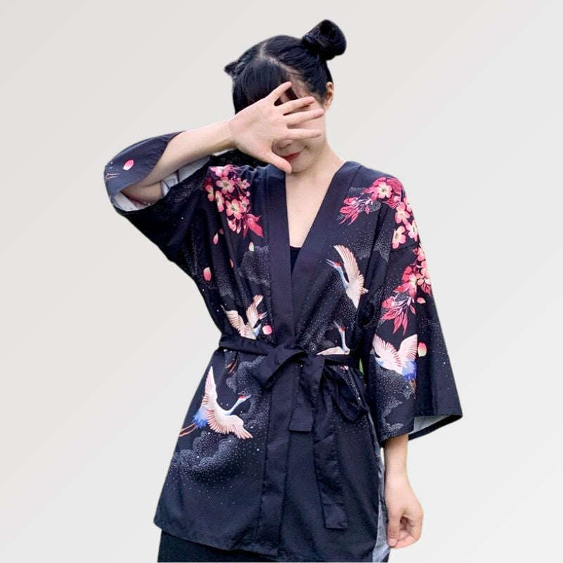 Kimono-Oberteile Damen 'Harumi' – Detail: lange Ärmel, Kimono japanischen Stil