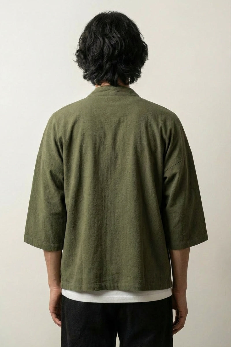 Grüner Kimono Männer 'Yuudai' – Studioaufnahme Rückseite