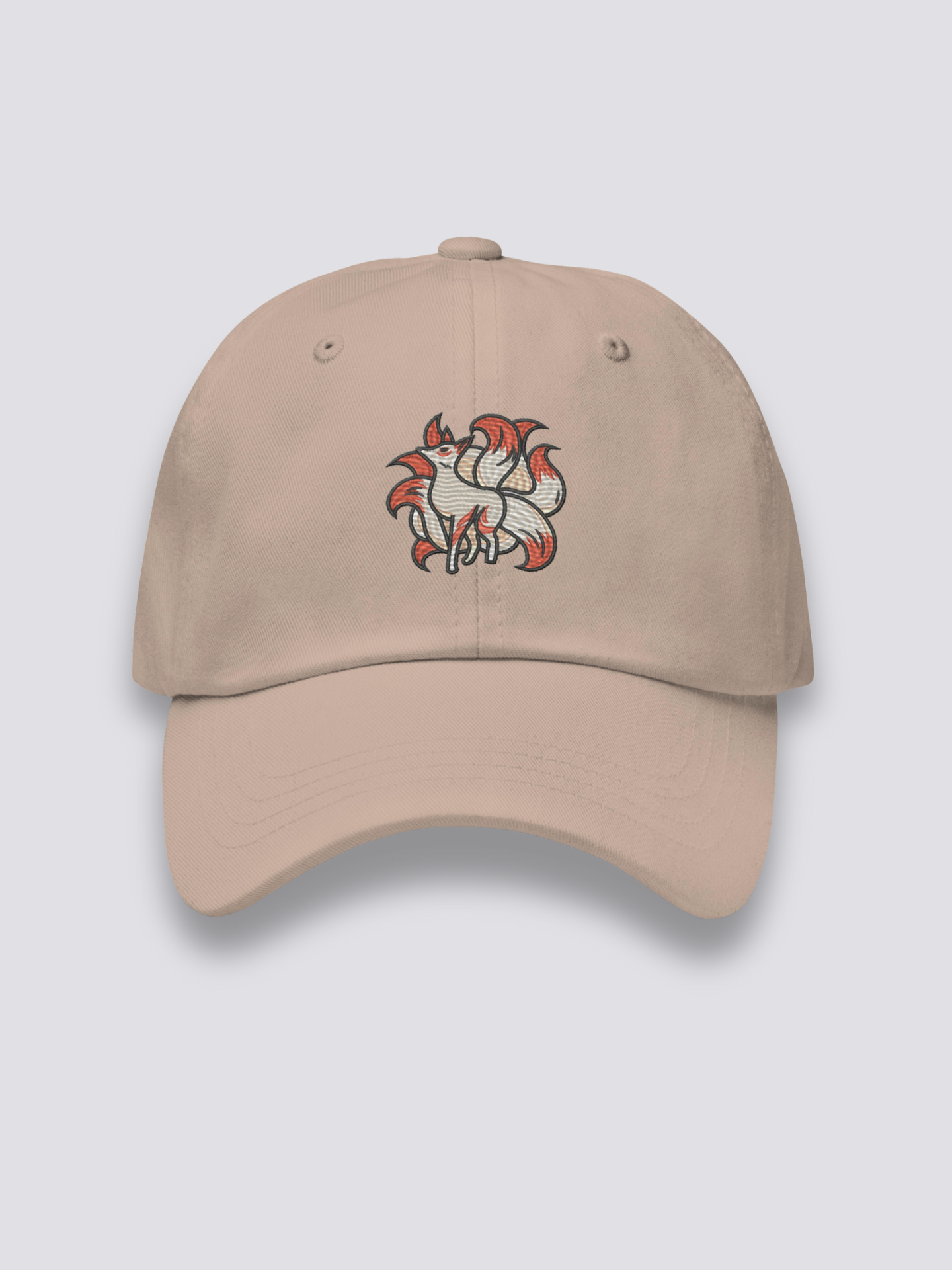 Kitsune-Cap – japanische Cap, gestickter mythologischer neunschwänziger Fuchs, Vorderansicht