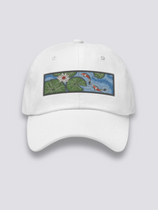 Koi-Karpfen-Cap – japanische Cap, gesticktes Koi-Karpfen-Teich-Motiv, Seitenansicht