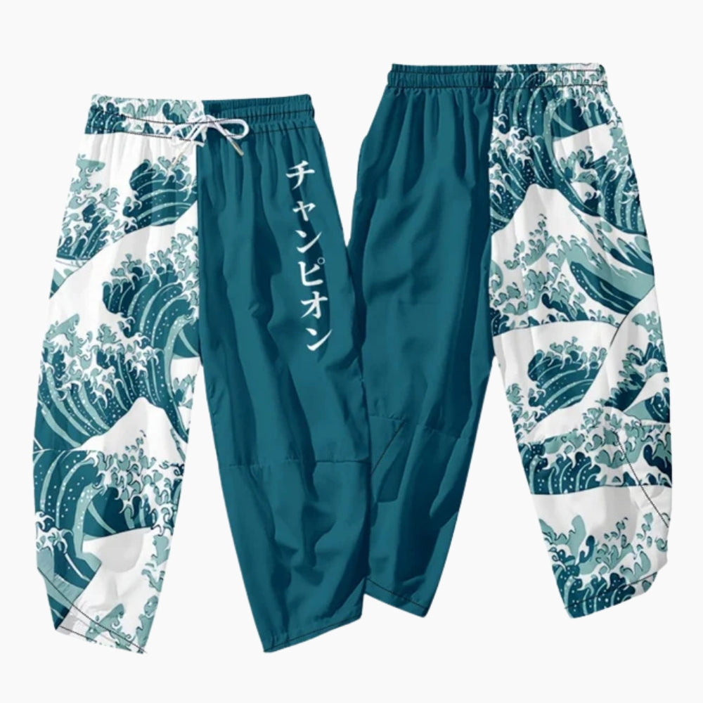 Kurze Japanische Hose 'Neo Tokyo', Rückansicht – japanische Hose Herren traditioneller Stil