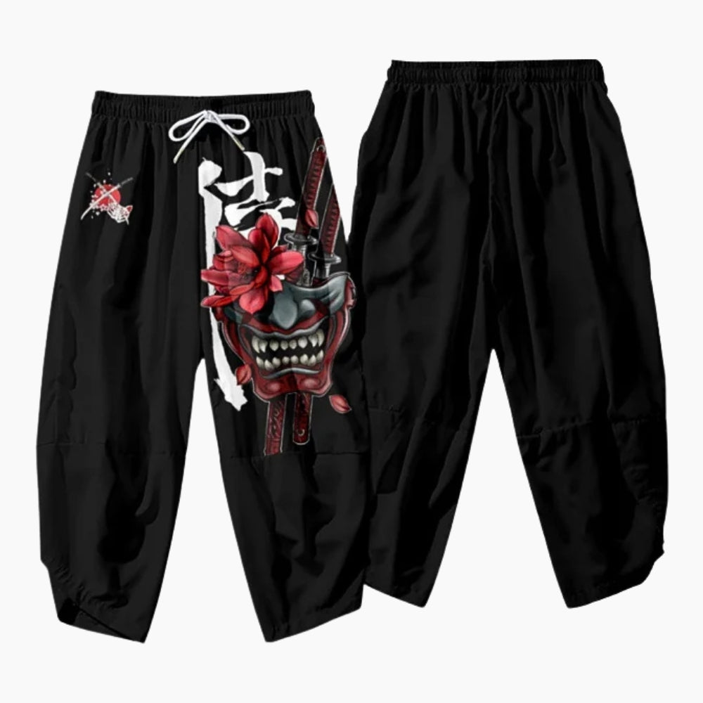 Kurze Japanische Hose 'Neo Tokyo', Seitenansicht Detail – japanische Hose Herren traditioneller Stil