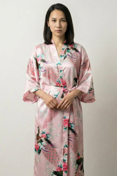 Langer japanischer Kimono-Schlafanzug Rosa