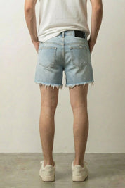 Leicht gewaschene Denim-Shorts, Rückansicht – Denim-Shorts Herren japanischer Streetwear