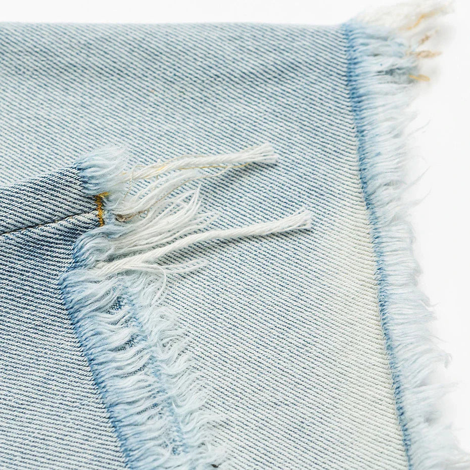 Leicht gewaschene Denim-Shorts, Rückansicht – Denim-Shorts Herren japanischer Streetwear