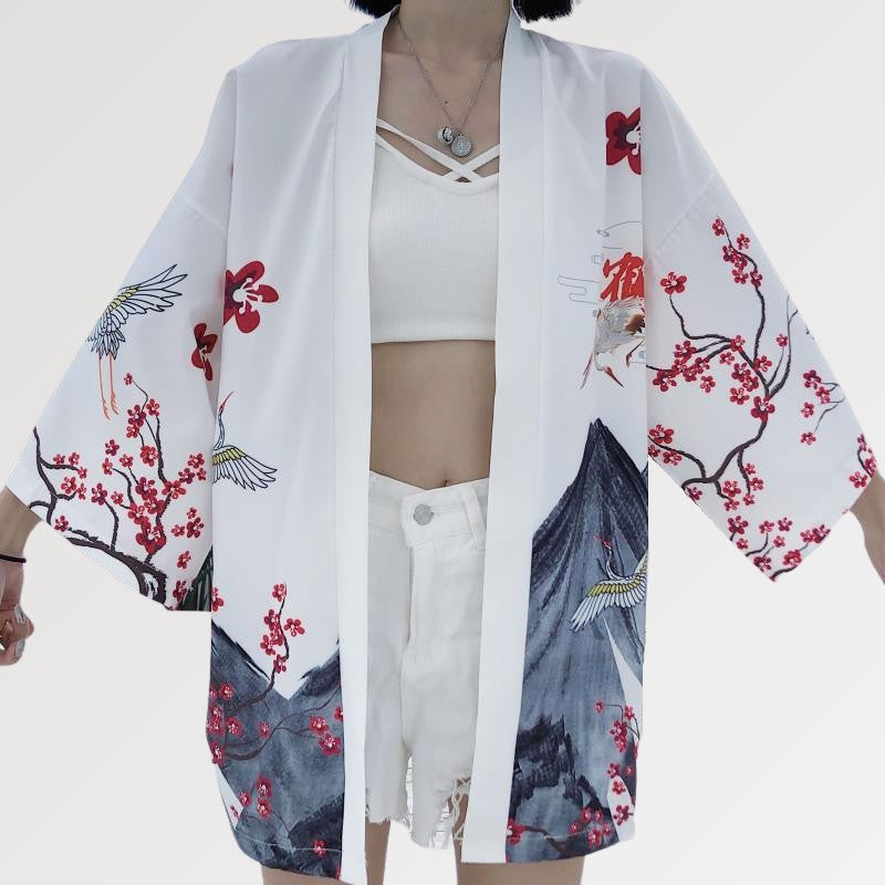 Leichte Kimono-Jacke 'Edo' – Nahaufnahme Kimono mit japanischem Motiv