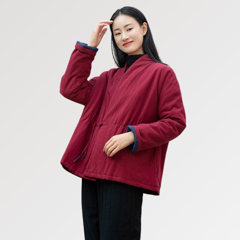 Kimono-Jacke aus Leinen 'Yukiko' – Detail: lange Ärmel, Kimono japanischen Stil