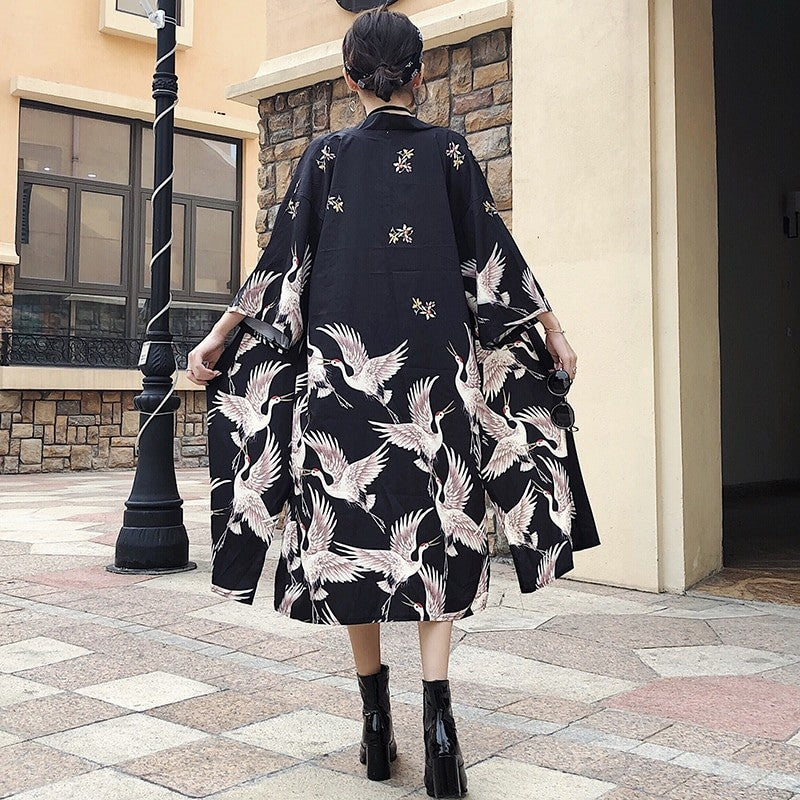 Langer Kimono für Damen 'Sukuna' – Detail: lange Ärmel, Kimono japanischen Stil