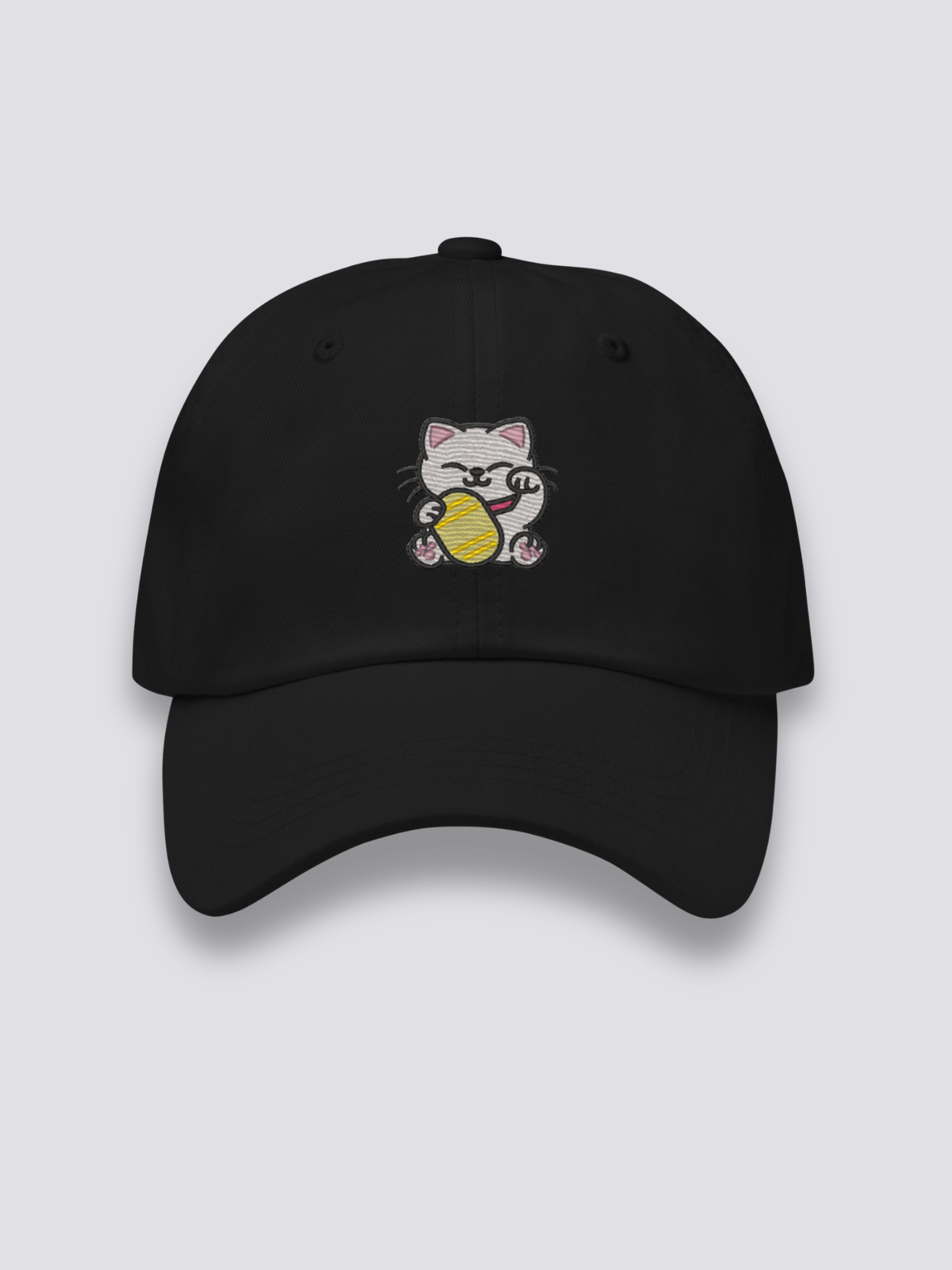 Maneki Neko Cap – japanische Cap, gestickte glückbringende Maneki-Neko-Katze, Rückansicht